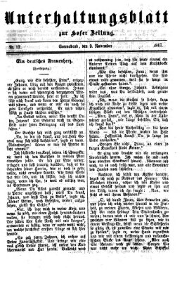 Hofer Zeitung. Unterhaltungsblatt zur Hofer Zeitung (Hofer Zeitung) Samstag 9. November 1867