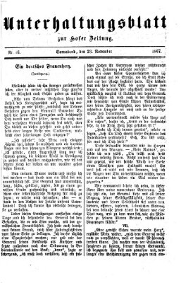 Hofer Zeitung. Unterhaltungsblatt zur Hofer Zeitung (Hofer Zeitung) Samstag 23. November 1867