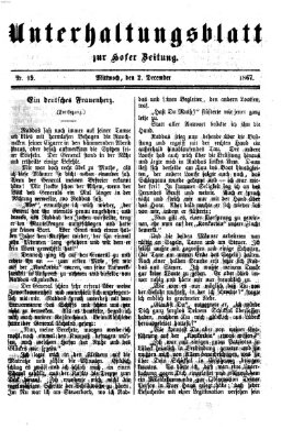 Hofer Zeitung. Unterhaltungsblatt zur Hofer Zeitung (Hofer Zeitung) Montag 2. Dezember 1867