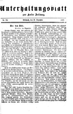 Hofer Zeitung. Unterhaltungsblatt zur Hofer Zeitung (Hofer Zeitung) Mittwoch 18. Dezember 1867