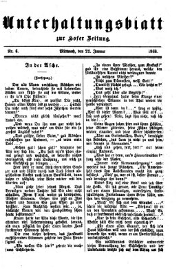 Hofer Zeitung. Unterhaltungsblatt zur Hofer Zeitung (Hofer Zeitung) Mittwoch 22. Januar 1868