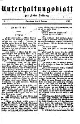 Hofer Zeitung. Unterhaltungsblatt zur Hofer Zeitung (Hofer Zeitung) Samstag 8. Februar 1868