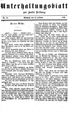 Hofer Zeitung. Unterhaltungsblatt zur Hofer Zeitung (Hofer Zeitung) Mittwoch 12. Februar 1868