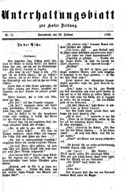 Hofer Zeitung. Unterhaltungsblatt zur Hofer Zeitung (Hofer Zeitung) Samstag 22. Februar 1868