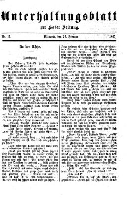 Hofer Zeitung. Unterhaltungsblatt zur Hofer Zeitung (Hofer Zeitung) Mittwoch 26. Februar 1868