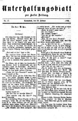 Hofer Zeitung. Unterhaltungsblatt zur Hofer Zeitung (Hofer Zeitung) Samstag 29. Februar 1868