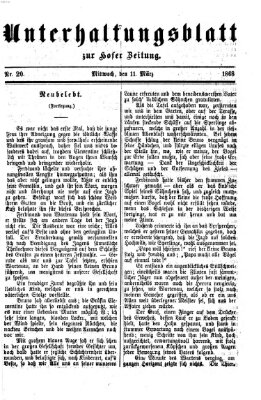 Hofer Zeitung. Unterhaltungsblatt zur Hofer Zeitung (Hofer Zeitung) Mittwoch 11. März 1868