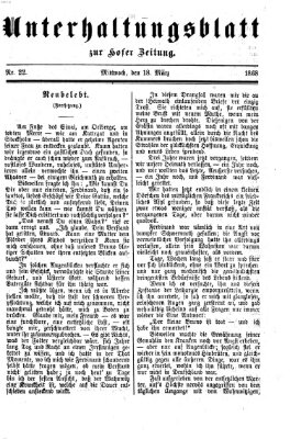 Hofer Zeitung. Unterhaltungsblatt zur Hofer Zeitung (Hofer Zeitung) Mittwoch 18. März 1868