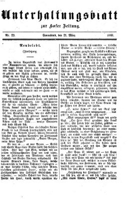 Hofer Zeitung. Unterhaltungsblatt zur Hofer Zeitung (Hofer Zeitung) Samstag 21. März 1868