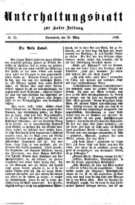 Hofer Zeitung. Unterhaltungsblatt zur Hofer Zeitung (Hofer Zeitung) Samstag 28. März 1868