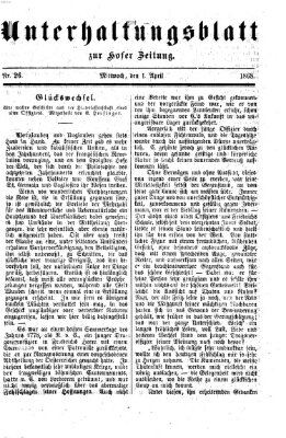 Hofer Zeitung. Unterhaltungsblatt zur Hofer Zeitung (Hofer Zeitung) Mittwoch 1. April 1868