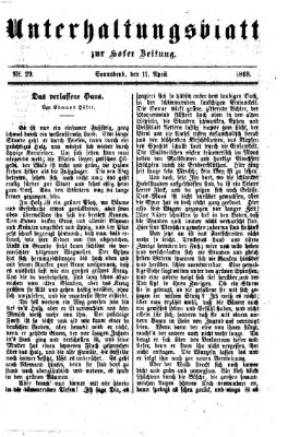 Hofer Zeitung. Unterhaltungsblatt zur Hofer Zeitung (Hofer Zeitung) Samstag 11. April 1868