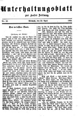 Hofer Zeitung. Unterhaltungsblatt zur Hofer Zeitung (Hofer Zeitung) Mittwoch 22. April 1868