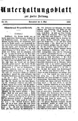 Hofer Zeitung. Unterhaltungsblatt zur Hofer Zeitung (Hofer Zeitung) Samstag 2. Mai 1868