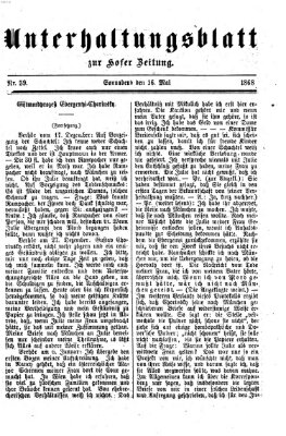 Hofer Zeitung. Unterhaltungsblatt zur Hofer Zeitung (Hofer Zeitung) Samstag 16. Mai 1868