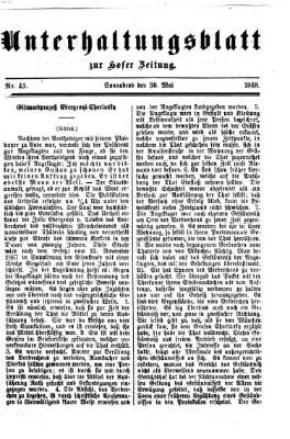 Hofer Zeitung. Unterhaltungsblatt zur Hofer Zeitung (Hofer Zeitung) Samstag 30. Mai 1868