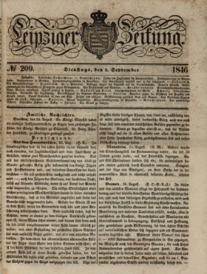 Leipziger Zeitung Dienstag 1. September 1846