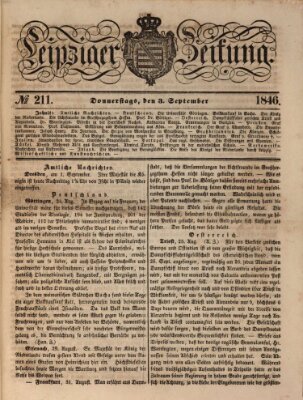 Leipziger Zeitung Donnerstag 3. September 1846