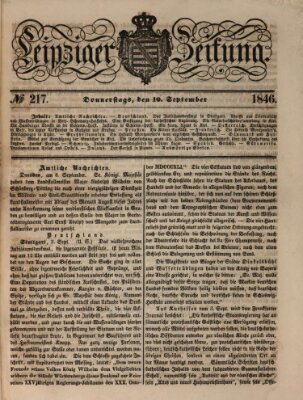 Leipziger Zeitung Donnerstag 10. September 1846