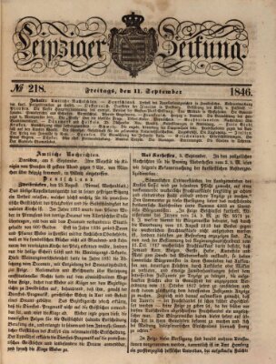 Leipziger Zeitung Freitag 11. September 1846