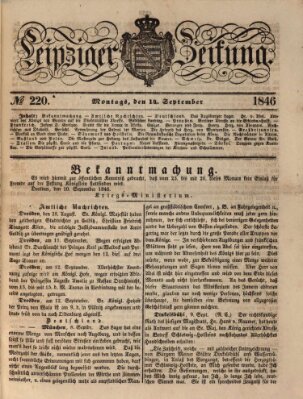 Leipziger Zeitung Montag 14. September 1846