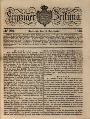 Leipziger Zeitung Freitag 18. September 1846