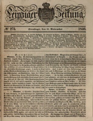 Leipziger Zeitung Dienstag 17. November 1846