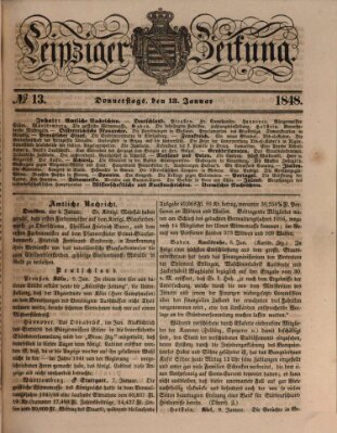 Leipziger Zeitung Donnerstag 13. Januar 1848