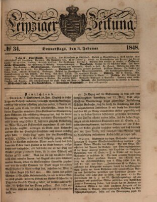 Leipziger Zeitung Donnerstag 3. Februar 1848