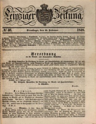 Leipziger Zeitung Dienstag 15. Februar 1848