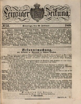 Leipziger Zeitung Sonntag 20. Februar 1848