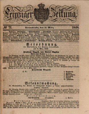 Leipziger Zeitung Samstag 11. März 1848