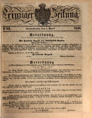 Leipziger Zeitung Samstag 1. April 1848