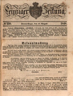 Leipziger Zeitung Donnerstag 17. August 1848