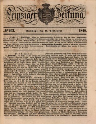 Leipziger Zeitung Dienstag 19. September 1848