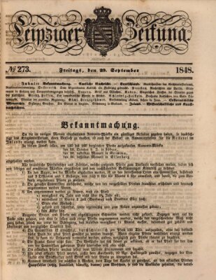 Leipziger Zeitung Freitag 29. September 1848