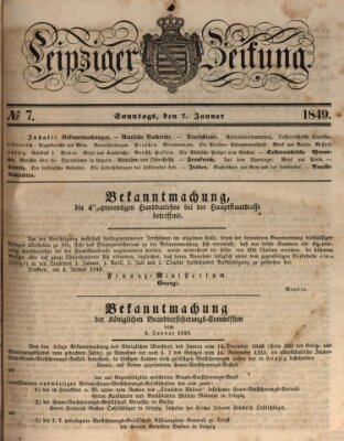 Leipziger Zeitung Sonntag 7. Januar 1849