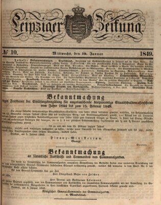 Leipziger Zeitung Mittwoch 10. Januar 1849