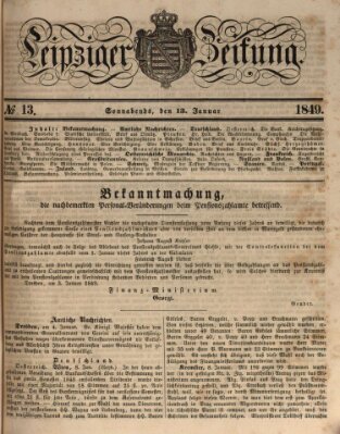 Leipziger Zeitung Samstag 13. Januar 1849