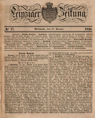 Leipziger Zeitung Mittwoch 17. Januar 1849