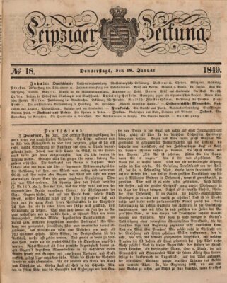 Leipziger Zeitung Donnerstag 18. Januar 1849