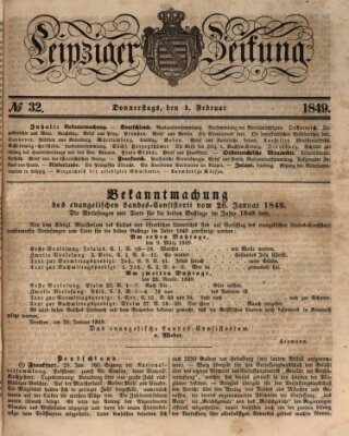 Leipziger Zeitung Donnerstag 1. Februar 1849