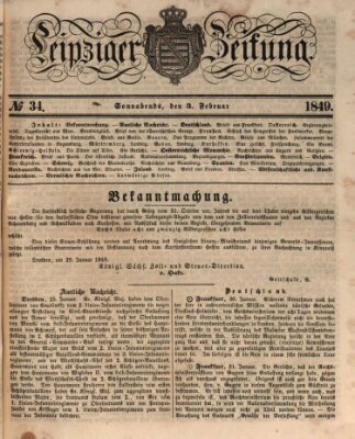 Leipziger Zeitung Samstag 3. Februar 1849