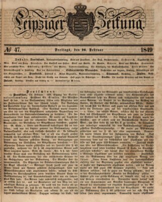 Leipziger Zeitung Freitag 16. Februar 1849