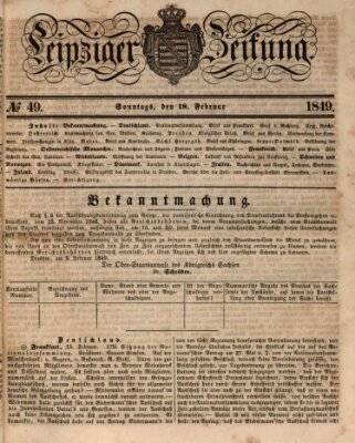 Leipziger Zeitung Sonntag 18. Februar 1849