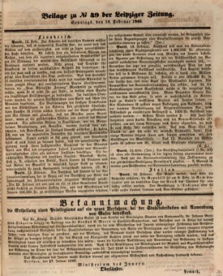 Leipziger Zeitung Sonntag 18. Februar 1849