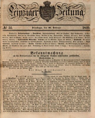 Leipziger Zeitung Dienstag 20. Februar 1849