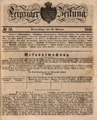 Leipziger Zeitung Donnerstag 22. Februar 1849