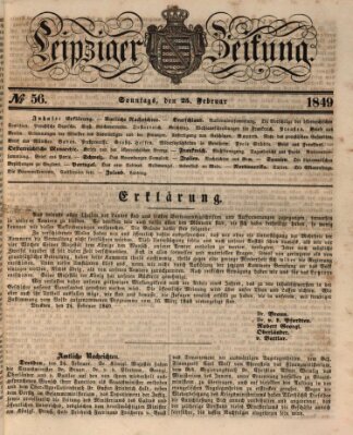 Leipziger Zeitung Sonntag 25. Februar 1849