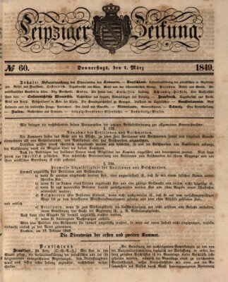 Leipziger Zeitung Donnerstag 1. März 1849